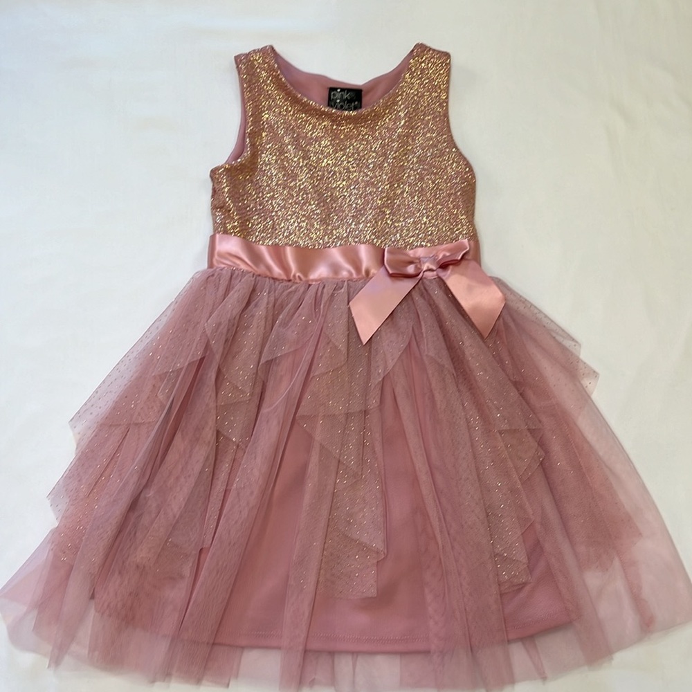 Pink & Violet  Little Girls Mauve Sleeveless Mesh Dress Size 6